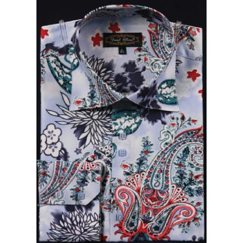 Daniel Ellissa Blue Fancy Polyester Shirt With Button Cuff FSS1412